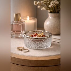 Vintage Davidson “Brama Luna” Crystal Bowl ✨ Silver Rim made in England